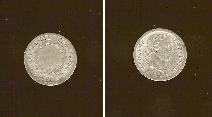 half franc Napoleon 1808D VF+/gF